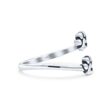 Dog's Paws With Hearts Pawprint Adjustable Oxidized Thumb Ring